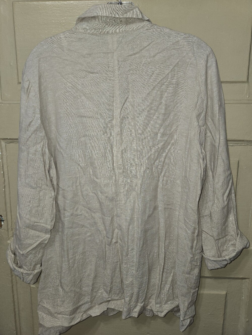 Sharagano Linen Blend Sand Single Button Blazer EUC Size: L - Picture 2 of 6